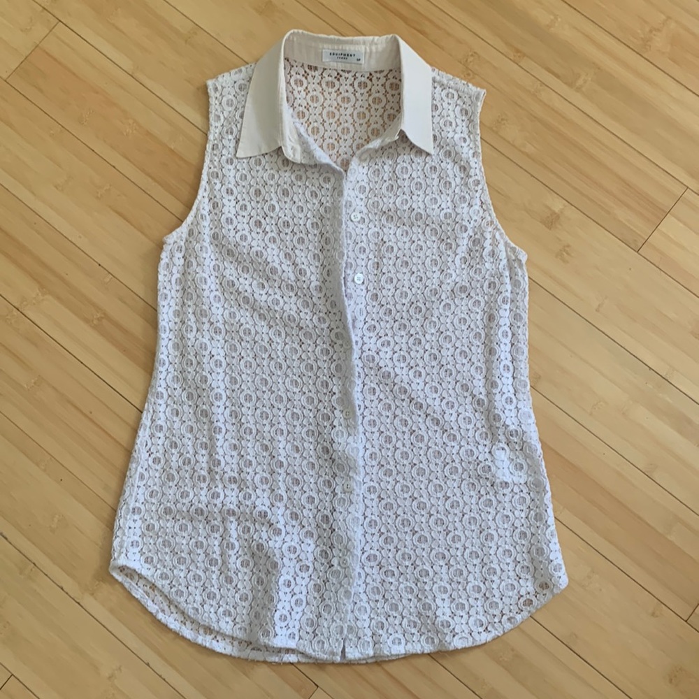 Equipment white lace sleeveless top